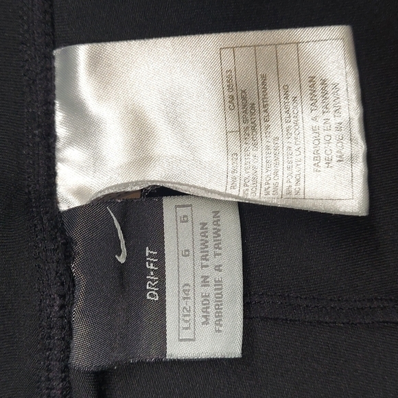 Nike Dri-Fit Black Calf Black Leggings Pants L 12-14 - Picture 5 of 8